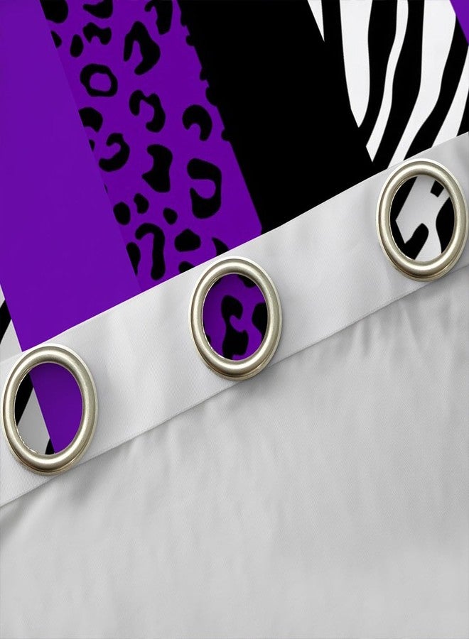 Homewish Leopard Print Window Curtains,Zebra Skin Texture Window Drapes for Kids Teens Adult,Striped Fashion Black White and Purple Window Treatments Grommet Top 2 Panel Set Curtains, 38Wx45L inch - Image 4